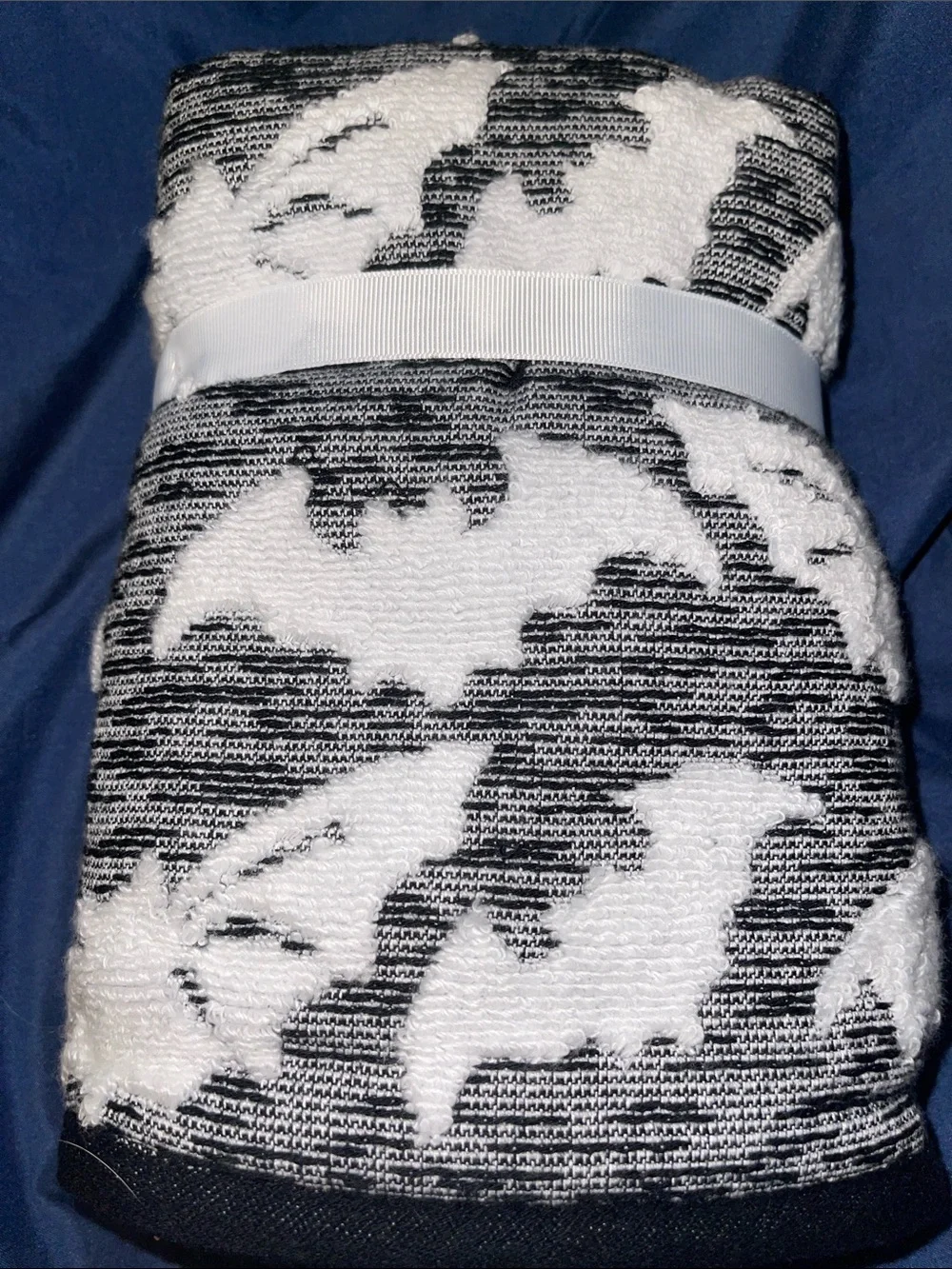 Truly Lou Black & White Halloween Bat Hand Towels - Set of 2